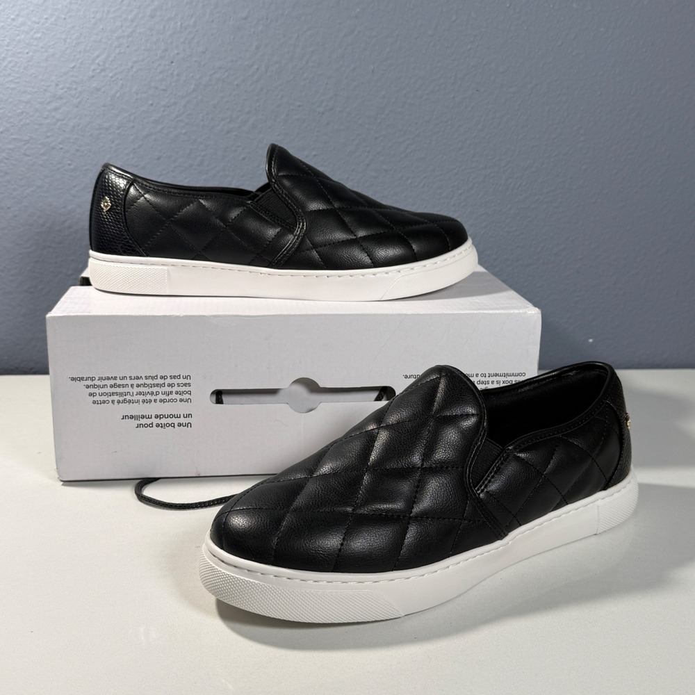 Aldo Slip On Sneakers Womens 9 Black Quilted Pillow Walk Low Top‎ Shoes